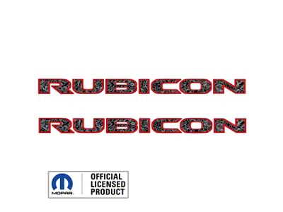 RUBICON Hood Decal; Topographical Black with Gray Lines and Red Outline (18-24 Jeep Wrangler JL)