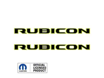 RUBICON Hood Decals; Black with Vibrant Green Outline (18-24 Jeep Wrangler JL)