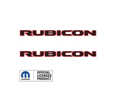 RUBICON Hood Graphic; Black with Red Outline (20-24 Jeep Gladiator JT)