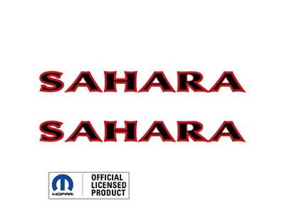 SAHARA Hood Decal; Black with Red Outline (07-24 Jeep Wrangler JK & JL)