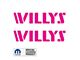 WILLYS Logo; Hot Pink (07-24 Jeep Wrangler JK & JL)