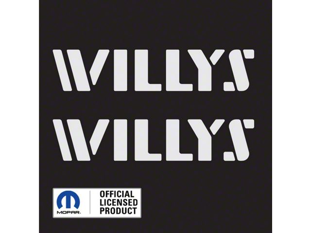 WILLYS Logo; Matte White (07-24 Jeep Wrangler JK & JL)