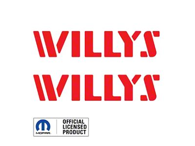 WILLYS Logo; Red (07-24 Jeep Wrangler JK & JL)