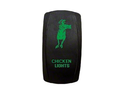 Quake LED 2-Way Chicken Lights Rocker Switch; Green (Universal; Some Adaptation May Be Required)
