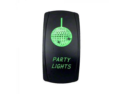 Quake LED 2-Way Party Lights Rocker Switch; Green (Universal; Some Adaptation May Be Required)