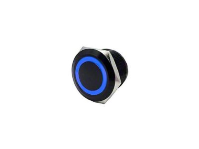 Quake LED Momentary Flush Mount Switch; Black/Blue (Universal; Some Adaptation May Be Required)