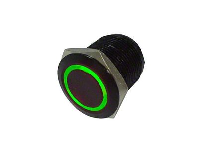 Quake LED Momentary Flush Mount Switch; Black/Green (Universal; Some Adaptation May Be Required)
