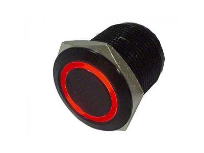 Quake LED Momentary Flush Mount Switch; Black/Red (Universal; Some Adaptation May Be Required)