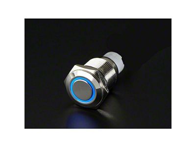 Quake LED Momentary Flush Mount Switch; Chrome/Blue (Universal; Some Adaptation May Be Required)