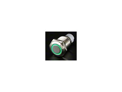Quake LED Momentary Flush Mount Switch; Chrome/Green (Universal; Some Adaptation May Be Required)