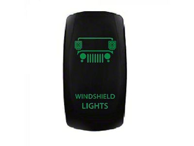 Quake LED Windshield Lights Rocker Switch; Green (Universal; Some Adaptation May Be Required)