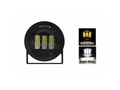 Quake LED 4-Inch Black Spot Round Pod with RGB Accent and Adjustable Angle (Universal; Some Adaptation May Be Required)