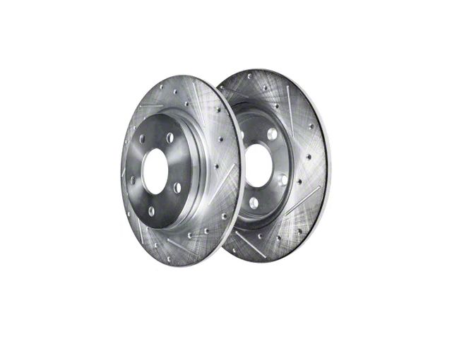 Drilled and Slotted Rotors; Rear Pair (07-18 Jeep Wrangler JK)