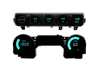 LED Digital Gauge Panel; Teal (92-95 Jeep Wrangler YJ)