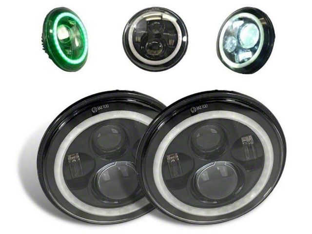 Extreme LED 7-Inch RGB LED Angel Eye Headlight Kit with Adapters (97-18 Jeep Wrangler TJ & JK)