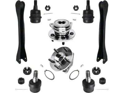 Front Upper and Lower Control Arm Kit with Ball Joints and Wheel Hub Assemblies (93-98 Jeep Grand Cherokee ZJ w/ 11/16-Inch x18 Thread)