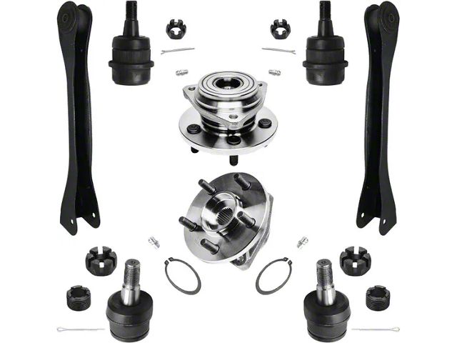 Front Upper and Lower Control Arm Kit with Ball Joints and Wheel Hub Assemblies (97-06 Jeep Wrangler TJ w/ 11/16-Inch x 18 Thread)