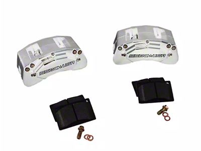 SSBC-USA M6-Moab Front 6-Piston Caliper and Performance Brake Pad Upgrade Kit; Clear Anodized Calipers (18-24 Jeep Wrangler JL w/o HD Brake Package)