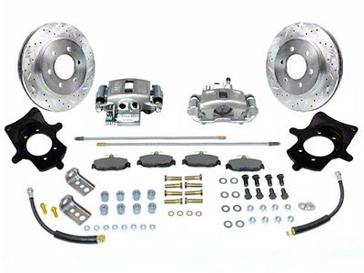 SSBC-USA Rear Disc Brake Conversion Kit with Built-In Parking Brake Assembly and Cross-Drilled/Slotted Rotors; Zinc Calipers (97-06 Jeep Wrangler TJ w/ Dana 44 Rear Axle)