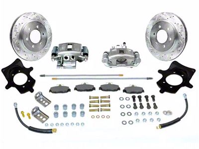 SSBC-USA Rear Disc Brake Conversion Kit with Built-In Parking Brake Assembly and Cross-Drilled/Slotted Rotors; Zinc Calipers (97-06 Jeep Wrangler TJ w/ Dana 35 Rear Axle)