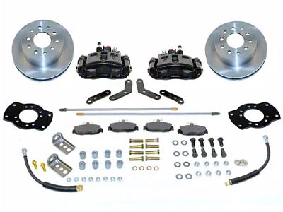 SSBC-USA Rear Disc Brake Conversion Kit with Built-In Parking Brake Assembly and Vented Rotors; Black Calipers (87-89 Jeep Wrangler YJ)