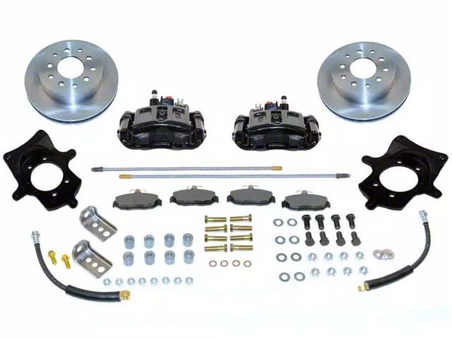SSBC-USA Rear Disc Brake Conversion Kit with Built-In Parking Brake Assembly and Vented Rotors; Black Calipers (90-95 Jeep Wrangler YJ)