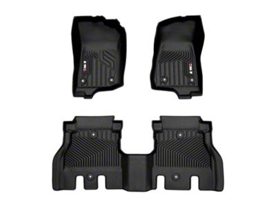 OMAC All Weather Molded Texan Front and Rear Floor Liners; Black (18-24 Jeep Wrangler JL 4-Door, Excluding 4xe)
