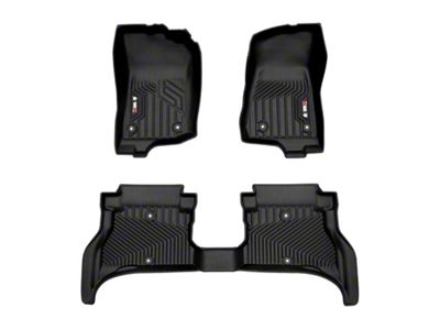 OMAC All Weather Molded Texan Front and Rear Floor Liners; Black (21-24 Jeep Wrangler JL 4xe)