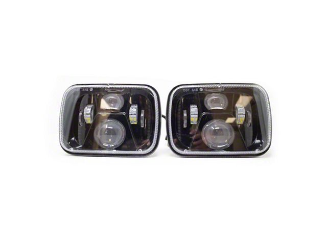 All Terrain Concepts 5x7-Inch Vader II Series Headlights; Black Housing; Clear Lens (87-95 Jeep Wrangler YJ)