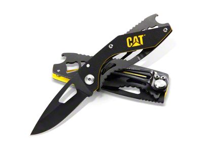 CAT 6-1/4-Inch Folding Skeleton Knife with Bottle Opener and Black Blade (Universal; Some Adaptation May Be Required)