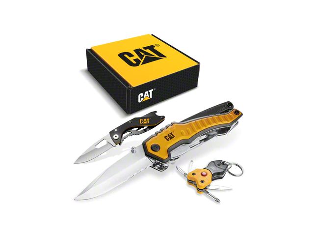 CAT 9-in-1 Multi-Tool, Knife, and Multi-Tool Key Chain Gift Box Set (Universal; Some Adaptation May Be Required)