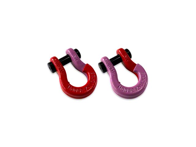 Moose Knuckle Offroad Jowl Split Recovery Shackle 5/8 Combo; Flame Red and Pretty Pink