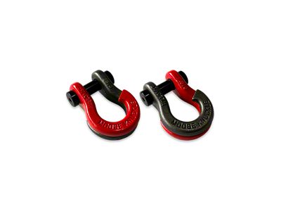 Moose Knuckle Offroad Jowl Split Recovery Shackle 5/8 Combo; Flame Red and Raw Dog