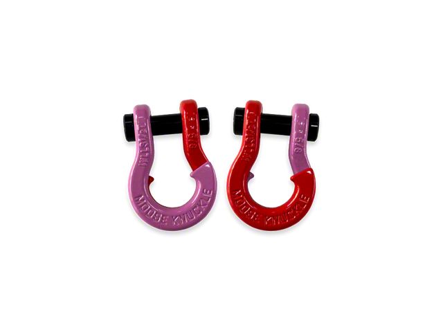 Moose Knuckle Offroad Jowl Split Recovery Shackle 5/8 Combo; Pretty Pink and Flame Red
