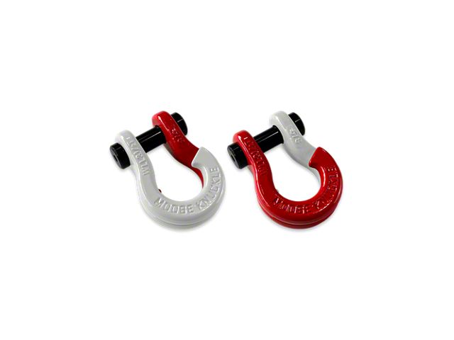 Moose Knuckle Offroad Jowl Split Recovery Shackle 5/8 Combo; Pure White and Flame Red
