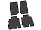 FLEXTREAD Factory Floorpan Fit Tire Tread/Scorched Earth Scene Front and Rear Floor Mats with Red JEEP Insert; Black (14-18 Jeep Wrangler JK 4-Door)