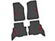 FLEXTREAD Factory Floorpan Fit Tire Tread/Scorched Earth Scene Front and Rear Floor Mats with Red JEEP Insert; Black (21-24 Jeep Wrangler JL 4xe)