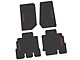 FLEXTREAD Factory Floorpan Fit Tire Tread/Scorched Earth Scene Front and Rear Floor Mats with Red Rubicon Insert; Black (07-13 Jeep Wrangler JK 4-Door)