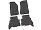 FLEXTREAD Factory Floorpan Fit Tire Tread/Scorched Earth Scene Front and Rear Floor Mats with Red Wrangler Insert; Black (21-24 Jeep Wrangler JL 4xe)