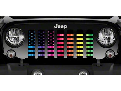 Grille Insert; American Flag with Colorful Rainbow (18-24 Jeep Wrangler JL)