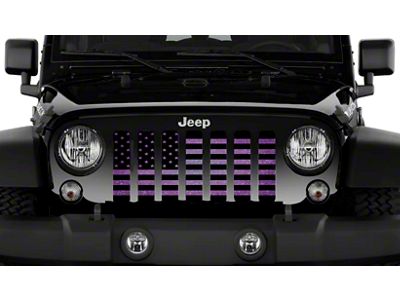 Grille Insert; Black American Flag on a Purple Fleck (18-24 Jeep Wrangler JL)