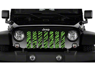 Grille Insert; Black Zebra Print on a Green (18-24 Jeep Wrangler JL)