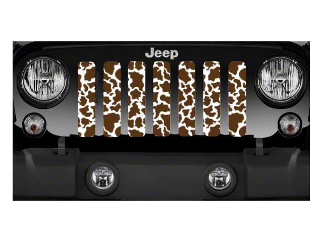 Grille Insert; Cow Hide Pattern with Brown Spots and Cream (18-24 Jeep Wrangler JL)