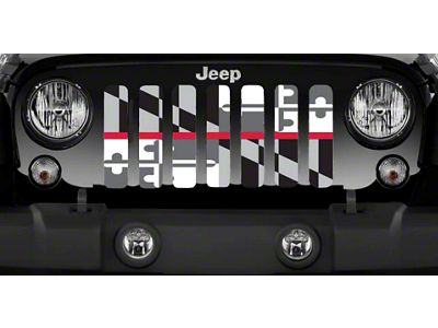 Grille Insert; Maryland Grayscale Flag with Red Line (18-24 Jeep Wrangler JL)