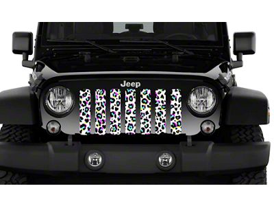 Grille Insert; Mulit Color Leopard Print on White (18-24 Jeep Wrangler JL)