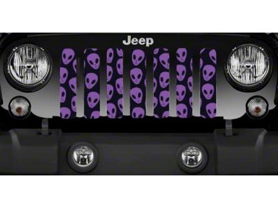 Grille Insert; Purple Alien Heads on Black (18-24 Jeep Wrangler JL)