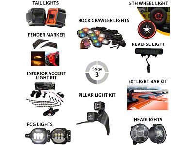 Stage 3 Zombie King LED Lighting Combo Package (18-24 Jeep Wrangler JL w/ Factory Halogen Tail Lights)