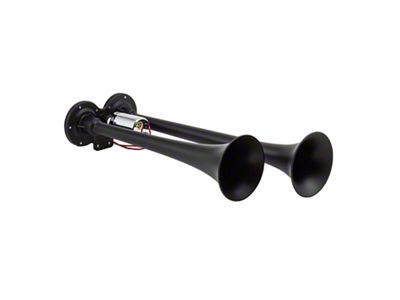 Compact Dual Air Horn System; Black; Coated Spun Cooper (Universal; Some Adaptation May Be Required)