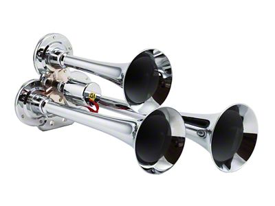 Compact Triple Air Horn System; Chrome; Zinc Alloy (Universal; Some Adaptation May Be Required)