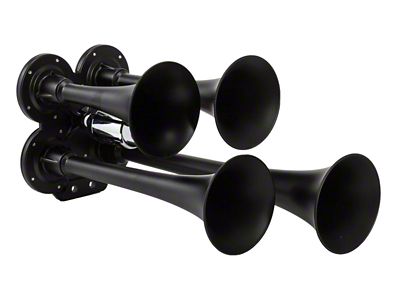 Compact Quad Air Horn System; Black; Zinc Alloy (Universal; Some Adaptation May Be Required)